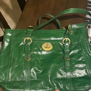 Green Leather Tote Bag